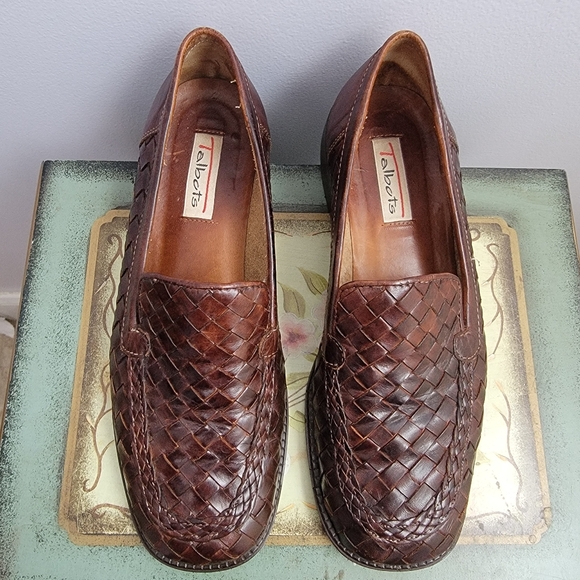 Talbots Shoes - Talbots Vintage Brown Woven Leather Loafers Size 7